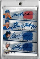 2008-09 ICE FROZEN FOURSOMES MESSIER ANDERSON BOSSY POTVIN /5 QUAD AUTO JERSEY