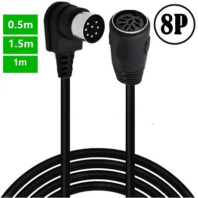 8 PIN DIN 90 Degree Angle Male to Female Speaker Audio PowerLink Extension Cable - Image 1 of 4