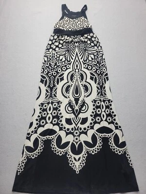 Vestido Athleta Mujer XS Negro Blanco Maxi Sin Mangas Largo Floral Mezcla Viscosa Foto 1 de 4
