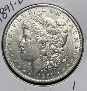 1891-O MORGAN SILVER DOLLAR, AU DETAILS - Picture 1 of 2