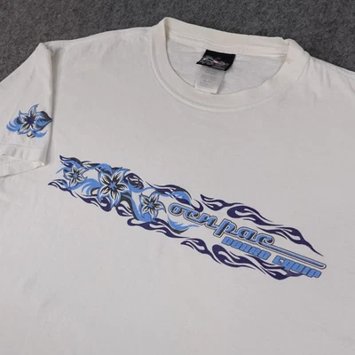 Camisa De Colección Ocean Pacific Para Hombres XL Blanca Azul Floral Surf Gráfico Camiseta OP Y2K Foto 1 de 4