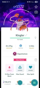 Gigantamax Kingler (Especial BG Cielos Oscuros) Pokémon Tr@de GO - Imagen 1 de 1