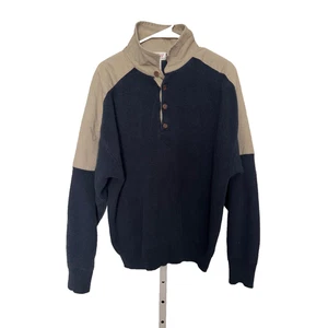 VTG Orvis Sweater Army Navy Blue Collar Quilted Canvas Shoulders Size XXL Flaw - Picture 1 of 7