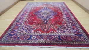 Large Persain Carpet Rug Hand Made Wool Vintage Living Room 10ft 10" x 7ft 8" - Picture 1 of 19