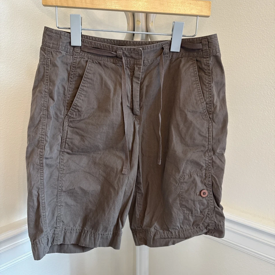 Pantalones Cortos J Jill Bermudas Caminar Mujer Talla 6P Marrón Algodón Tiro Medio Cordón Foto 1 de 4