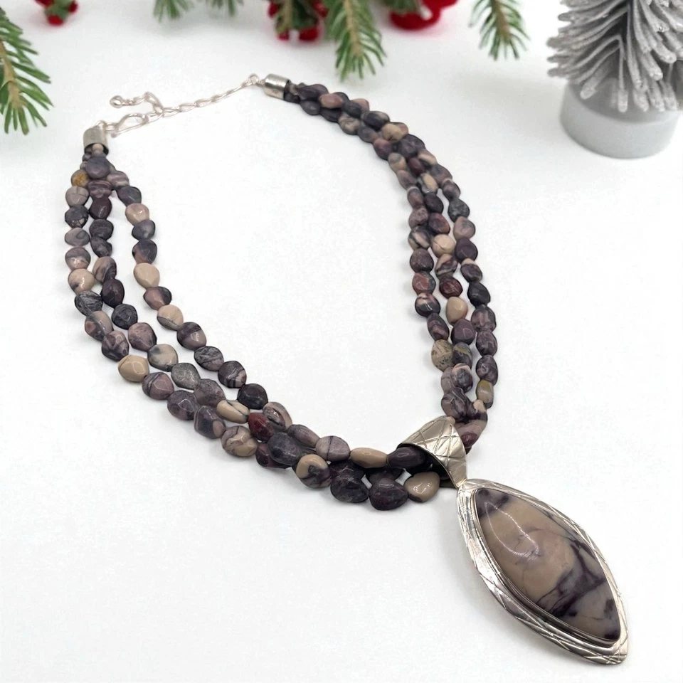 NEW Jay King DTR 925 Sterling Dendritic Opal Pendant w/ 3-Strand Necklace - Image 1 of 4