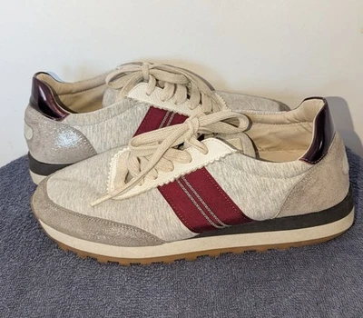 Zapatillas Brunello Cucinelli Mujer Talla EU 38.5 US 8.5 Gris Rojo Con Cordones Brillo Foto 1 de 4