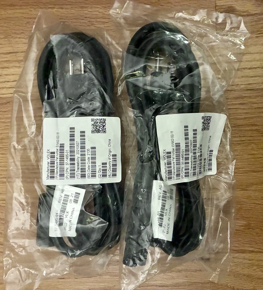(2) PACK Volex EVNA02-002-18 Hog Nose Power Cord 37-1495-01 New Sealed Package - Image 1 of 1