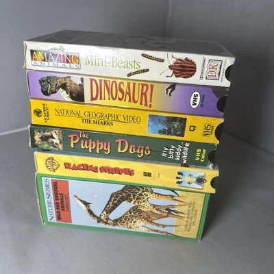 Lot of 8 VHS KIDS WILDLIFE Animals Dinosaurs movies home school - Image 1 of 4