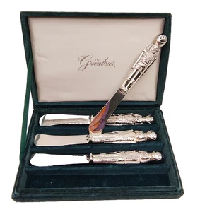 Vintage Godinger Versilbert Nussknacker Käsemesser 4er Set in Samtbox - Bild 1 von 19