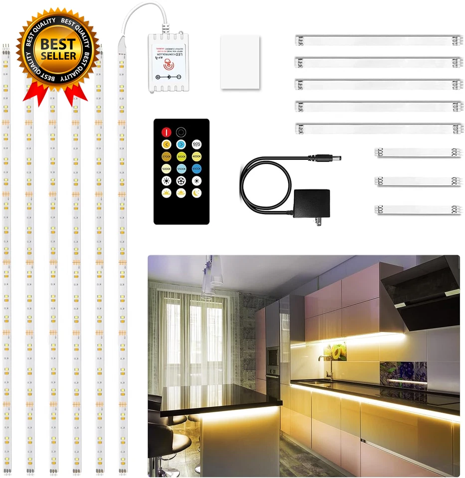 DAYBETTER under Cabinet Lights 6 PCS under Cabinet Lighting with Remote Dimmab
