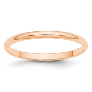 10k Rose Gold 2mm Lightweight Half Round Wedding Band Ring Size 6 for Women - Picture 1 of 3