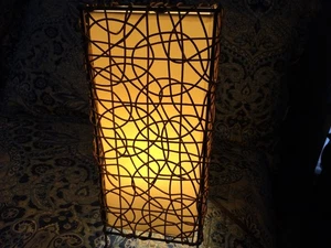 Vintage Mid Century Modern Weaved Wood Wicker Rattan Light 14in Tall Works! - Picture 1 of 8