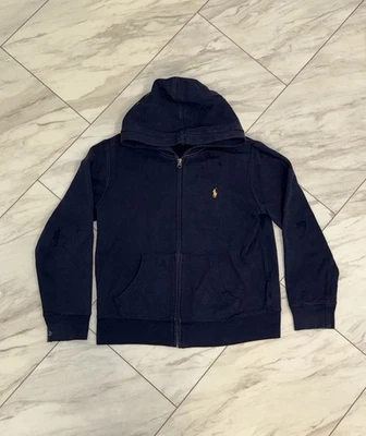 Polo Ralph Lauren Hoodie Classic Kids Medium Navy Full Zip Sweatshirt Vintage - Image 1 of 4