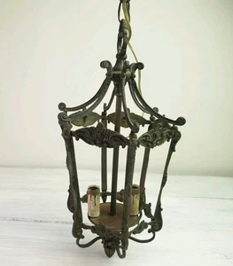 Lámpara colgante vintage gótica de bronce latón Swag lámpara lámpara lámpara sin vidrio - Imagen 1 de 9