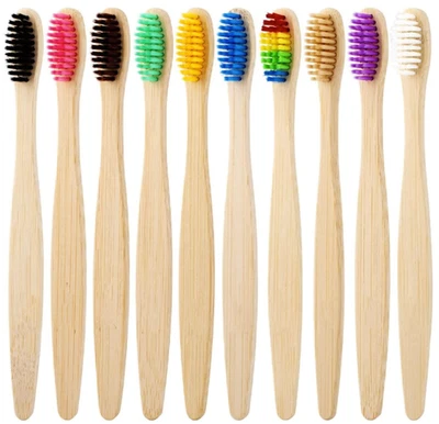 Bamboo Toothbrush for Adult 10pcs, Biodegradable Eco-Friendly Natural Organic - Image 1 of 4