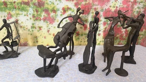 7 Vintage Bronze Brutalist Art Sculpture Musicians  8"H The Band! - Picture 1 of 11