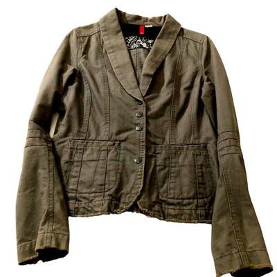 Blazer H&M Mujer Talla 10 Gris Oliva Envejecido Botones Manga Larga Bolsillos Foto 1 de 4