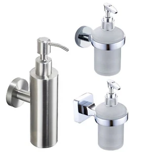 Wall Mount Soap Dispenser Modern Soap Dispenser and Holder Modern Chrome Finish - Picture 1 of 13