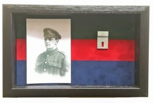 Large M G Corps Regimental Case With Photograph For 2 Medals. Black Frame - Picture 1 of 5