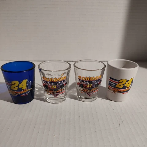 Lot Of 4 Vintage 2003 Jeff Gordon Dupont Hendrick Motorsport Nascar Shot Glasses Cover