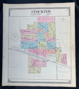 1913 VTG Jo Daviess County IL Atlas Page ~ Stockton Map Chicago Great Western RR - Picture 1 of 2