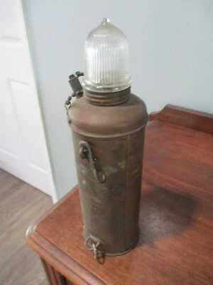 Latón Antiguo Náutico Marítimo Linterna Vidrio Bombilla 11 1/2"" Trench Art? Foto 1 de 4