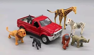 New-Ray 1997 Red Diecast Ford F-350 Speedo Power 1:32 Camion Pickup + Animali - Foto 1 di 24