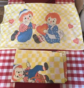 Vintage "RAGGEDY ANN & ANDY" {Bed}FLAT SHEET & PILLOWCASE - Picture 1 of 11