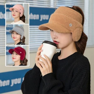 Women Earflaps Hat Visor Hats Ear Protection Cap Knitted Hats Baseball Caps /a - Picture 1 of 17