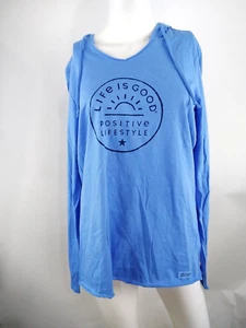 Life is Good Women L/S Crusher Lite Hoodie Positive Rising Sun Blue Medium 81049 - Picture 1 of 11