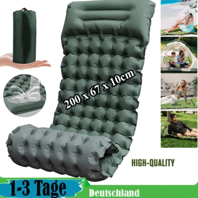 Isomatte Camping Luftmatratze selbstaufblasbar Kopfkissen 200 x 70 x 10 cm Neu - Bild 1 von 4
