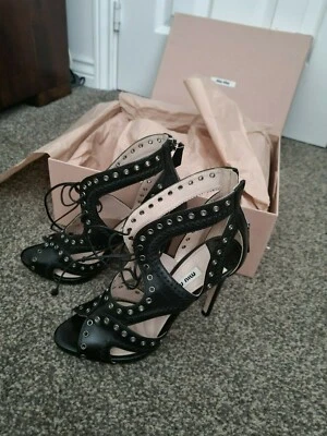 Черные сандалии на каблуке Mui Mui. Великобритания 3,5/36 5 - Изображение 1 из 4