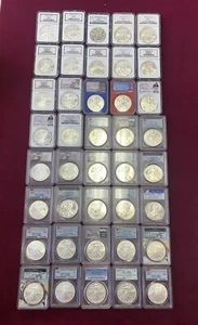 40 Random Date & Label PCGS / NGC Graded MS69 American Silver Eagles .999 Fine - Picture 1 of 10
