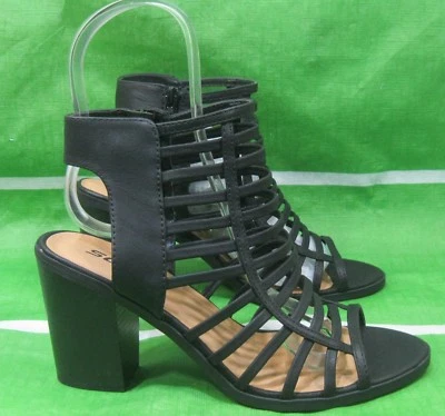 new Black 3.5"Block Heel Open Toe straps  Shoes  Women Size 7 - Image 1 of 4