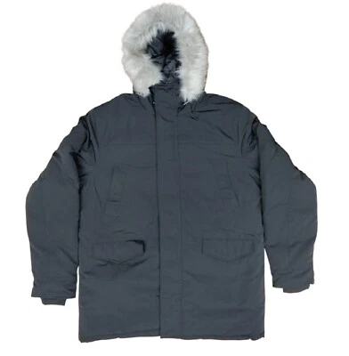 Mens Parka Jacket Fur Hooded Thick Parker Padded Lined Winter Fashion Jackets - Image 1 of 4