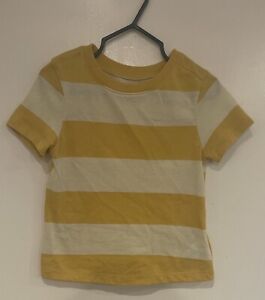 Old Navy Toddler Boys Yellow Striped Cotton Blend Short Sleeve Shirt Yellow 2T