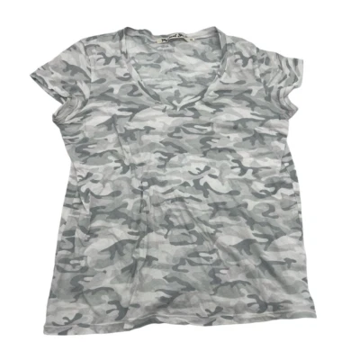 Футболка с коротким рукавом Michael Stars серая белая камуфляжная с V-образным вырезом - Изображение 1 из 4