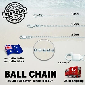 BALL Chain - 100% SOLID 925 Sterling Silver (options) - Picture 1 of 27