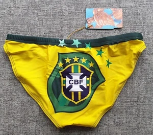Calzoncillos de natación para hombre baúles Brasil bandera del país brasileño 3 cm costura talla S NUEVOS - Imagen 1 de 3