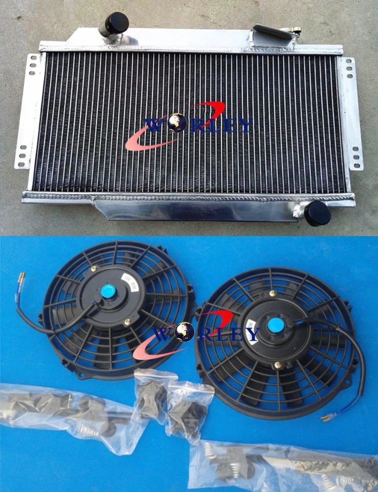 2 ROW ALUMINUM RADIATOR + Fans FOR 1964-1978 TRIUMPH SPITFIRE MARK III/IV/1500 - Image 1 of 4
