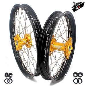 KKE 21/19 MX Alloy Rim Wheels for Suzuki RMZ250 2007-2025/ RMZ450 2005 Gold Hub - Picture 1 of 12
