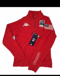 Kappa 6CENTO USA Fleece Jacket Large Red Half-Zip Pullover Ski Team USA Official - Picture 1 of 5