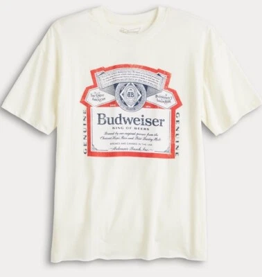 Camiseta para mujer Budweiser Beer Label marfil crema talla L Foto 1 de 4