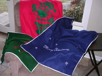 #B Lot of 3 Felt Embroidered XL Christmas Toy/Gift Bag Sacks~37x42, 37x30, 28x20 - Image 1 of 3