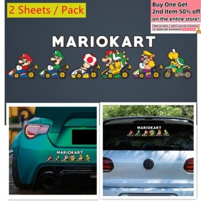 Juego de 12 calcomanías de vinilo para ventana de coche SUV de Super Mario Kart de personajes Foto 1 de 4