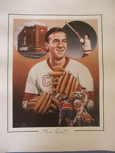 DETROIT RED WINGS TED LINDSAY #7 FIRMADO 16X20 IMPRESIÓN CORTE POR ARTISTA ED LAPERE - Imagen 1 de 4