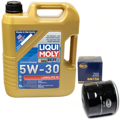 Motoröl Set 5W-30 5 Liter + Ölfilter SM 158 für Mercedes A-Klasse B-Klasse CLA - Bild 1 von 4