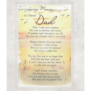Dad In Memory Laminated Print Unframed Poem Picture 8.5x11 Gifts - Picture 1 of 2