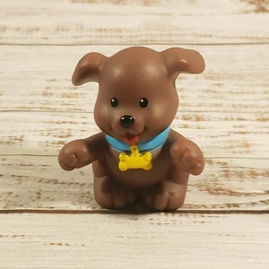 Fisher Price Little People Brown Dog Blue collar Yellow Bone Puppy Hanukkah - Picture 1 of 3